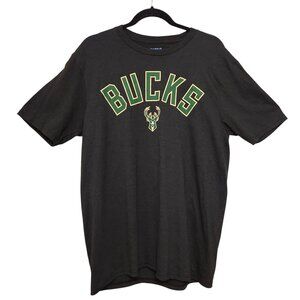 NBA Dark Gray Milwaukee Bucks Sports Short Sleeve Tee Shirt Size Large